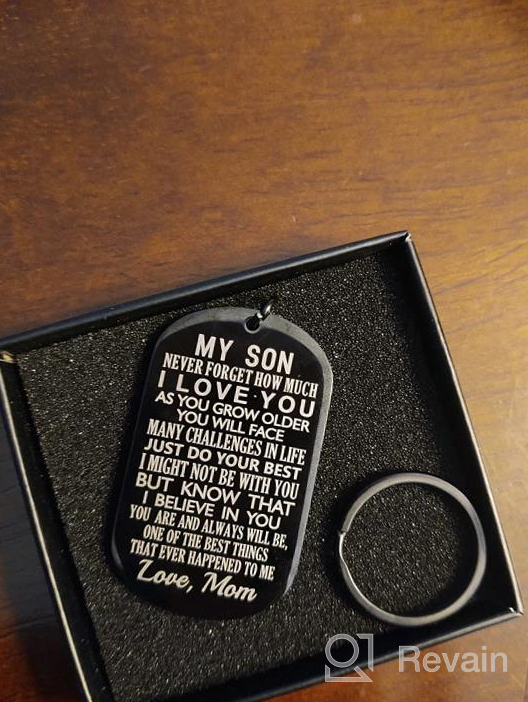 img 1 attached to 🌟 Inspirational Gift: Mom's Keychain to Son - Perfect Birthday, Valentine's or Christmas Gift for Step Son, Adult, Teen Boy! Mother's Love for Her Son Serves in the Army (Black) review by Eddie Breezy