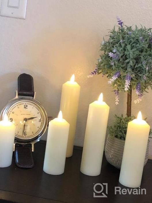 img 1 attached to 6-Hour Timer LED Lytes Flameless Decorative Candles - 5 Ivory Wax Narrow Battery Candle Set With Realistic 3D Flame & Wick Flickering review by Ryo Flora