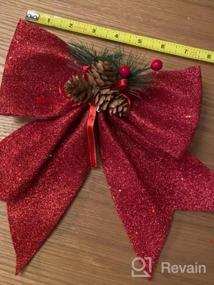 img 3 attached to Red Christmas Decorative Bows 4-PK 7" Medium Wreath Garland Tree Topper XBW93024