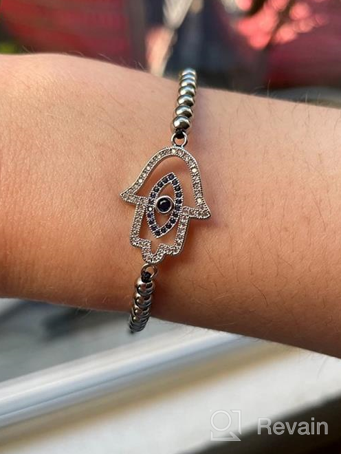 img 1 attached to Puerzi Blue Evil Eye 🔵 Adjustable Hamsa Bracelet for Women and Girls review by Susan Loera