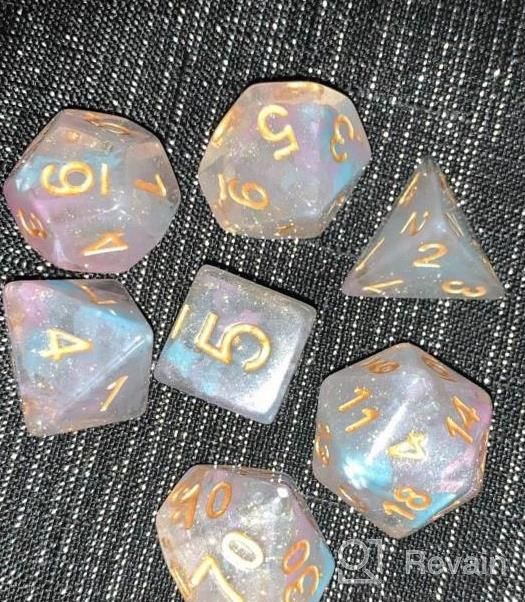 img 1 attached to Pink & Cyan Iridecent Swirls DND Polyhedral Dice Set - 11 Piece For Dungeons And Dragons, D&D Role Playing Games review by Andres Imaging