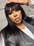 img 1 attached to Get The Perfect Look With A ALIMICE Long Straight Human Hair Wig With Bangs For Black Women - 100% Unprocessed Brazilian Virgin Hair, Machine Made, And Glueless! review by Rain Flores