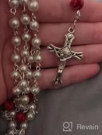 img 1 attached to 📿 Hedi HanlinCC 6mm Glass Pearl Beads Catholic Rosary with Lourdes Center Piece - Inspire Devotion with Exquisite Craftsmanship review by Bennie Boss
