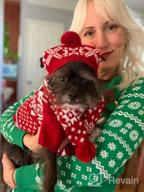img 1 attached to ABRRLO Christmas Dog Costume 3 PCS Set Pet Hat Scarf Sweater Snowflake Knit Outfits Xmas Puppy Clothing Cat Holiday Clothes (Scarf + Hat + Sweater,S) review by Melissa Parker