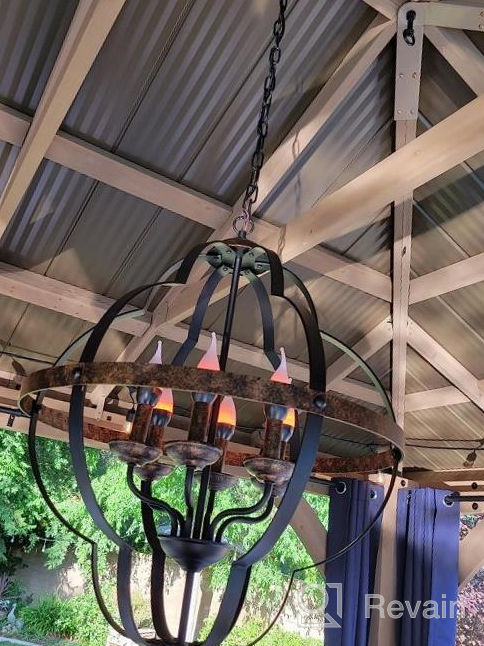 img 1 attached to Rustic Vintage Metal Chandelier: TZOE Orb 6-Light Adjustable Height UL Listed For Foyer, Dining Room, Bedroom & Kitchen review by Rey High