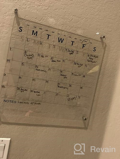 img 1 attached to MDesign Modern Acrylic Calendar For Wall With Dry Erase Marker - Wall Mount Monthly Planner Board For Home, Office, Kitchen - 11.81" Square - Clear/Black Print With Chrome Finish Mounting Hardware review by Ashley Coffman