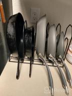 img 1 attached to MUDEELA Heavy Duty Pan Organizer Rack - 6 Tiers For Cast Iron Skillets, Griddles And Shallow Pots, Durable Steel Construction With No Assembly Required, Ideal For Kitchen Cabinet Storage review by Jessica Brown