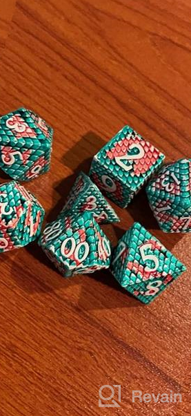 img 1 attached to 🎲 Steampunk Style Metal Dice Set - 7 Die Polyhedral DND Dice: Dungeons and Dragons, RPG, and Math Teaching - Ancient Bronze review by Kevin Phillips