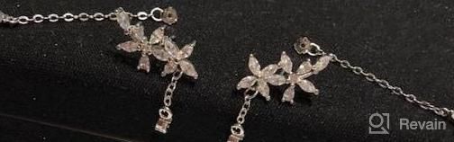 img 1 attached to 925 Sterling Silver CZ Flower Wrap Earrings Dangle Chain Women Bridal Wedding Engagement Drop review by Todd Casey