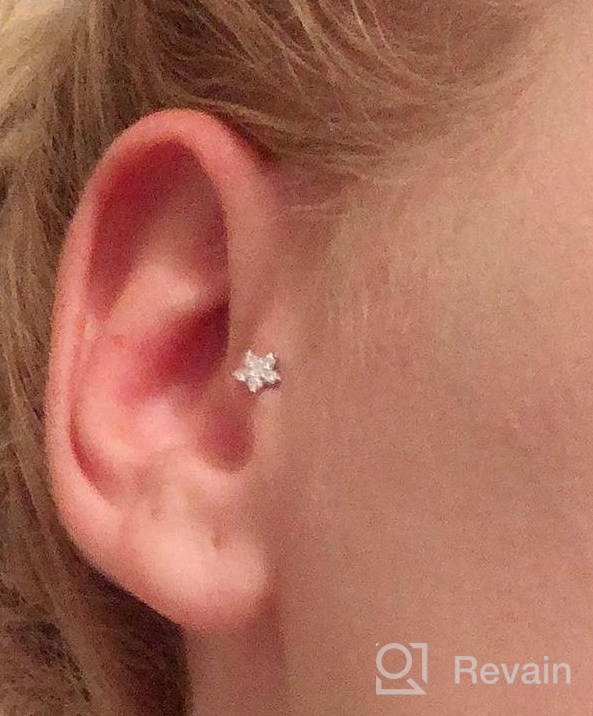 img 1 attached to Sterling Zirconia Earrings for Girls' Cartilage Piercings - Fashionable Jewelry review by Martha Lieras