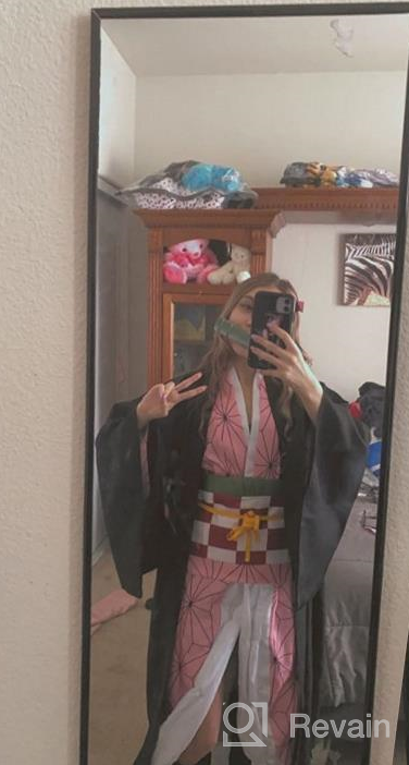 img 1 attached to Halloween Costume For Women - Kamado Cosplay Outfit With Kimono Haori And Bamboo - Available In US Sizes review by Rushabh Bear