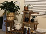img 1 attached to Pine Wood Multi-Tiered Plant Stand For Indoor And Outdoor Use - Elegant Flower Shelf Rack For Gardens, Balconies, Patios, And Living Rooms (4 Tiers) review by Jenn Jones
