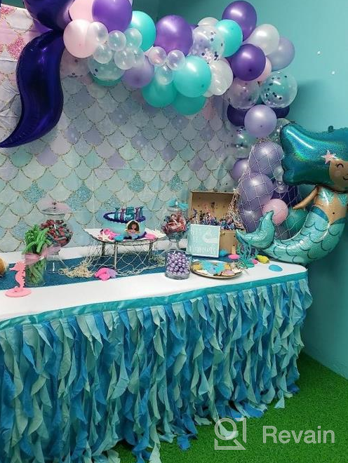 img 1 attached to Mermaid Balloon Garland Kit With 121Pcs Including Mermaid Tail Foil Balloons And Light Blue Foil Fringe Curtain For Under The Sea Party Decorations - JOYYPOP (Silver Color) review by Leo Puente