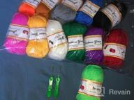 img 1 attached to 🧶 Fuyit 12 Assorted Colors Acrylic Yarn Skeins - 1310 Yards Bonbons Yarn in DK Weight with 2 Crochet Hooks - Beginner Crochet and Knitting Kits (12 x 1.76 OZ) review by Jason Caldwell