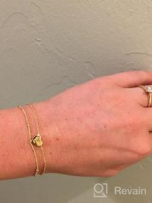 img 8 attached to Тонкие браслеты с инициалами в виде сердечка Turandoss: персонализированное ювелирное изделие из позолоченного золота 14К для женщин и девочек.