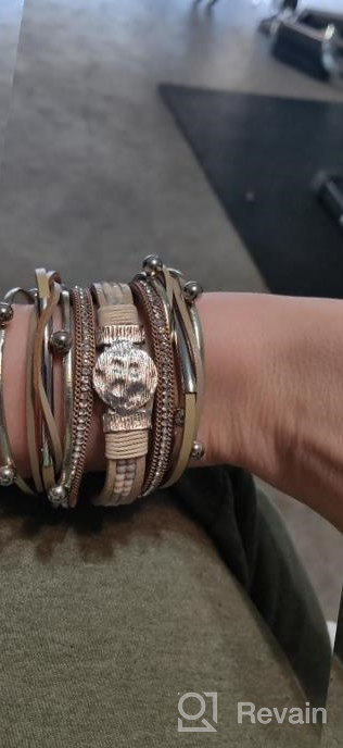 img 1 attached to Boho Cuff Bracelet: Handmade Multilayer Leather Wrap Bracelet - Perfect Bohemian Jewelry for Women's Birthday review by Brandy Robinson