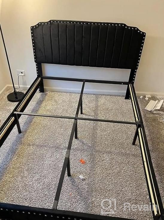 img 1 attached to Queen Size Upholstered Platform Bed Frame With Headboard - Modern Black Velvet, Wood Slat Support & No Box Spring Needed - Easy Assembly review by Brandie Zhang