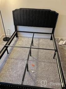img 5 attached to Queen Size Upholstered Platform Bed Frame With Headboard - Modern Black Velvet, Wood Slat Support & No Box Spring Needed - Easy Assembly