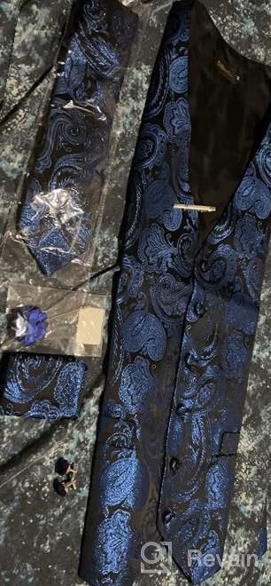 img 1 attached to DiBanGu Men'S Paisley Suit Vest Set With Necktie, Pocket Square, And Cufflinks For Tuxedo review by Kaveen Reyes