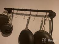 img 1 attached to Detachable Wall Mounted 50-Inch Black Pipe Pot Bar Rack With 15 S Hooks For Kitchen Lids, Utensils, And Pans Hanging review by Rachel Cook