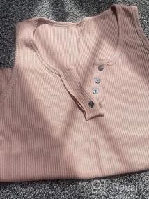 img 5 attached to Оставайтесь шикарными и удобными: рубашки Henley без рукавов в рубчик от Saodimallsu для женщин