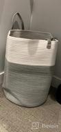 img 1 attached to Woven Cotton Rope Laundry Hamper By YOUDENOVA, 58L - Collapsible Basket For Clothing And Blanket Organization - Bedroom And Laundry Room Storage Solution - Brown And White review by Rafael Lee
