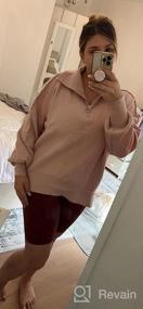 img 6 attached to Women'S Long Sleeve Slouchy Ribbed Knit Sweatshirt Pullover W/ 1/4 Zipper & Shoulder Slits