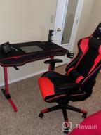 img 1 attached to JUMMICO 44 Inch Gaming Desk Racing Style Computer Desk Office PC Game Table With Free Mouse Pad T-Shaped Gamer Station With Headphone Hook, Gaming Handle Rack, Cup Holder (Black) review by Mitch Warner