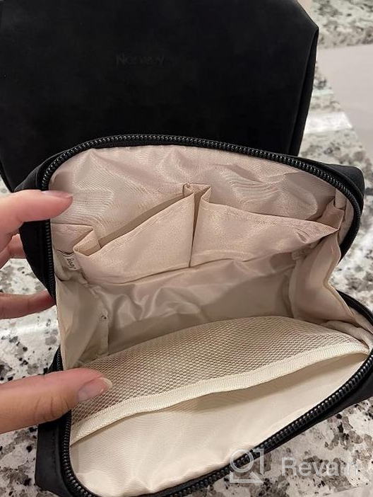 img 1 attached to Black Vegan Leather Cosmetic Organizer For Women - Large Zipper Makeup Bag Pouch For Travel review by Joshua Gallegos
