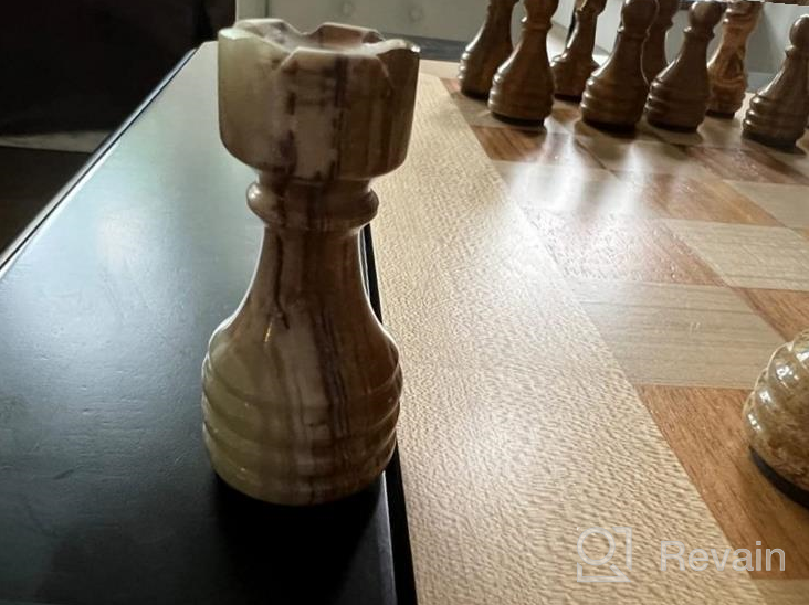img 1 attached to Handmade Marble Chess Set - Black & Gold With Antique 32 Figure Set - Fits 16-20 Inch Chess Boards - Non-Wooden Game Pieces By RADICALn review by Paul Milonas