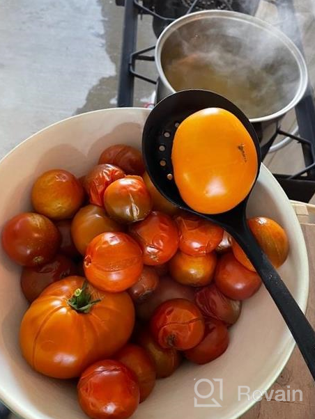 img 1 attached to 77L Seamless Non-Stick Slotted Spoon: Heatproof Skimmer Strainer With Ergonomic Handle For Effortless Cooking And Filter Vegetable, Pasta, And More review by Theresa Jones