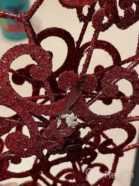 img 1 attached to Glittered Hollow-Out Metal Star Christmas Tree Topper - 10 Inches Treetop Decoration For Home Decor And Festive Holiday Display review by Kristina Perez