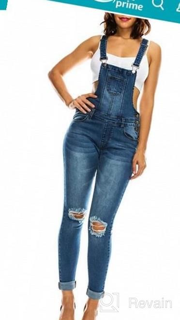 img 1 attached to Women'S Fashion Ripped Distressed Stretch Skinny Fit Denim Jumpsuit Overalls By TwiinSisters review by Chelsea Garcia