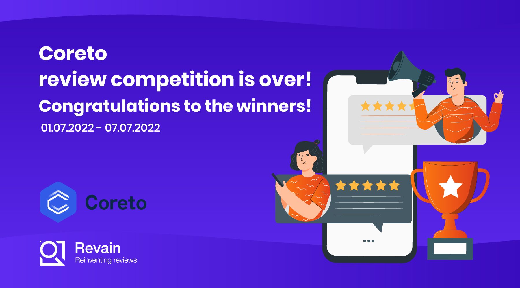 Coreto review competition is over!
