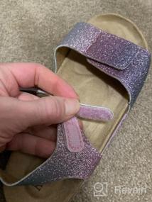 img 5 attached to KRABOR Boys & Girls Sandals: Glitter Flat Slides W/ Adjustable Straps & Cork Footbed For Toddlers, Little Kids & Big Kids
