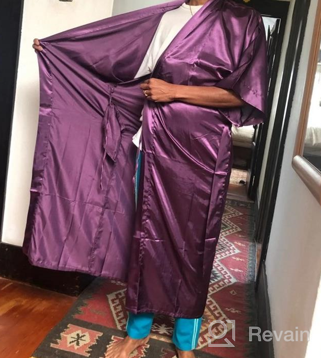 img 1 attached to Indulge In Luxurious Comfort With Women'S Long Satin Kimono Bathrobe And Nightgown review by Lequon Kirkpatrick