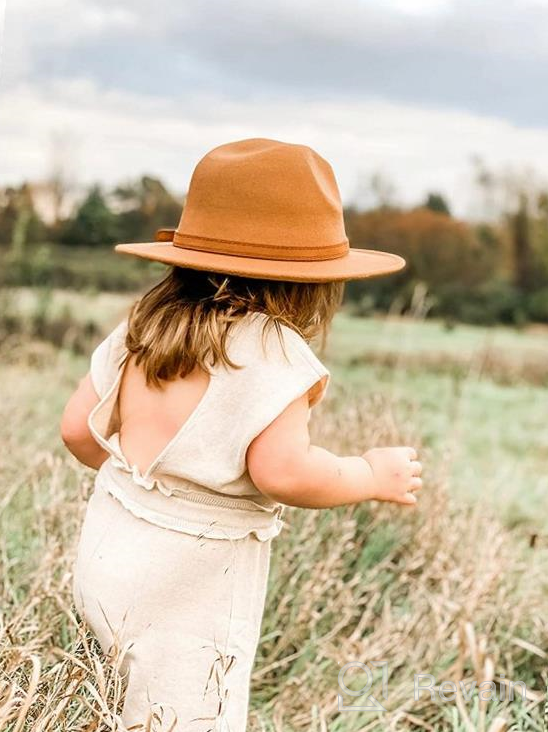 img 1 attached to Jastore Kids Girls Boys Wide Brim Floppy Fedora Hat with Bowknot - Wool Felt Bowler Cap review by Braden Bowers