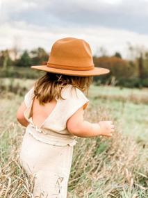 img 7 attached to Jastore Kids Girls Boys Wide Brim Floppy Fedora Hat with Bowknot - Wool Felt Bowler Cap