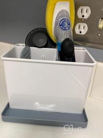 img 5 attached to 🧽 YOHOM Kitchen Sink Caddy Sponge Holder Organizer Brush Holder + Sink Drain Tray - 2-in-1 Sinkware Caddy with 4 Adjustable Dividers for Kitchen Dish Sponge Storage