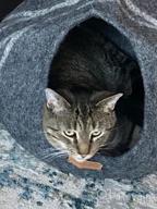 img 1 attached to Handmade 100% Merino Wool Cat Bed Cave - MEOWFIA Premium Felt Bed For Cats And Kittens In Dark Shades, Moon Granite - Large Size review by Maria Coleman