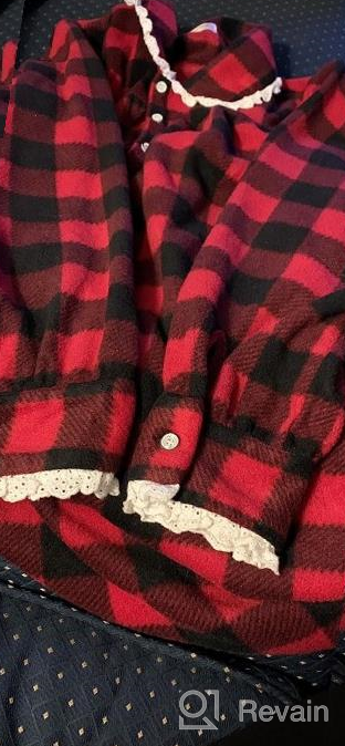 img 1 attached to Stay Cozy And Stylish With COLORFULLEAF Women'S Plaid Fleece Nightgowns With Lace Trim And Pockets review by Brian Nicholas