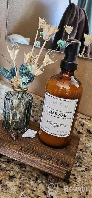 img 1 attached to GMISUN Amber Glass Soap Dispenser, 2 Pack Thick Dish And Hand Soap Dispenser Set With Rustproof Matte Black Stainless Steel Pump, 16 Oz Farmhouse Brown Refillable Liquid Bottle For Kitchen & Bathroom review by Bobby Porter
