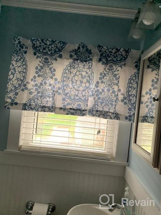 img 1 attached to Dusty Blue Floral Damask Medallion Pattern Valance Single Rod Pocket 52 Inch By 18 Inch Plus 2 Inch Header - DriftAway Samantha review by Tim Knoepfle