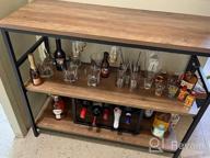 img 1 attached to Industrial Rustic Wine Rack Table With Glass Holder And Storage Cabinet - FOLUBAN Oak Wood And Metal Bar Buffet review by Braxton Jackson