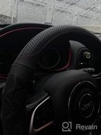 img 1 attached to 14.5-15 Inch D Shaped Steering Wheel Cover - Great Grip, 3D Honeycomb Anti-Slip Design & Flat Bottom: PINCTROT (Black/Red Stitch) review by Jason Sergeantson