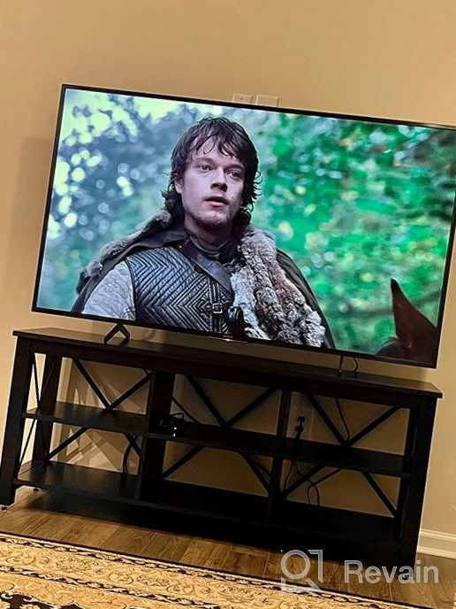 img 1 attached to Gray Oak TV Stand: Sawyer Rectangular Design For TV'S Up To 55 Inches review by Sergio Guardado
