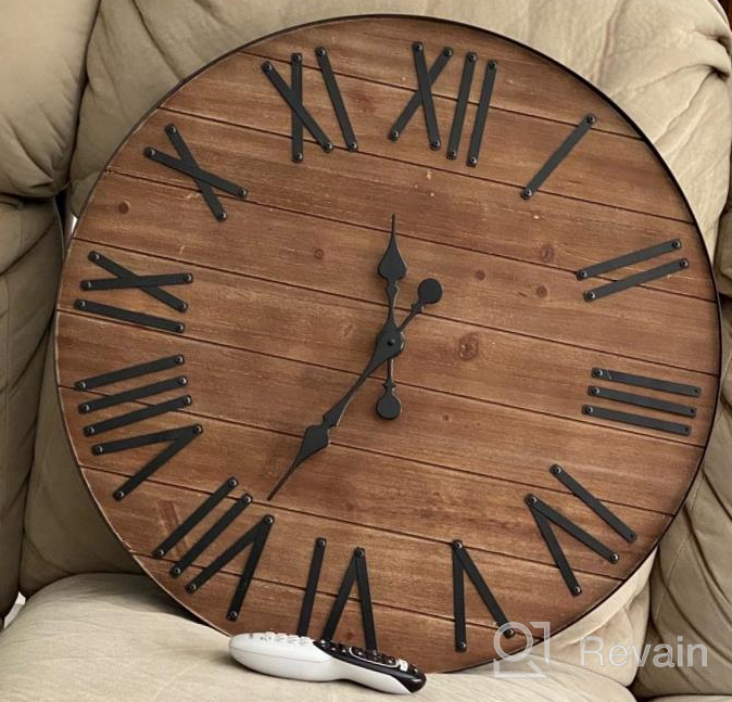 img 1 attached to 24-Inch Wooden Wall Clock With Roman Numerals - Silent Decor For Living Room, Kitchen, And Home Office review by Kurt Manning