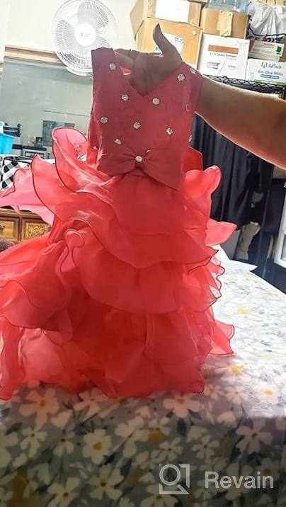 img 1 attached to 🌸 NNJXD Girls' Elegant Tulle Bow Belt Princess Dress with Flower Print review by Jyothish Pillai