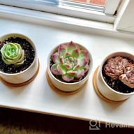 img 1 attached to 🌱 ZOUTOG Mini White Ceramic Succulent Pots with Bamboo Tray - Pack of 6, 3.15 inch Flower Planter Pot - Plants Not Included review by Rob Jimenez