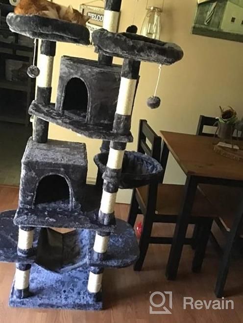 img 1 attached to Bewishome 65.3" Cat Tree For Large Indoor Cats - Multi-Level Cat Tower With Sisal Scratcher, Plush Perches, Hammock, Cat Condo Playhouse - Kitty Activity Center And Furniture (MMJ21H) review by Aaron Lewis